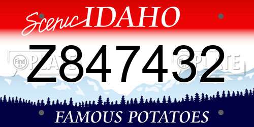 Z847432 Idaho License Plate