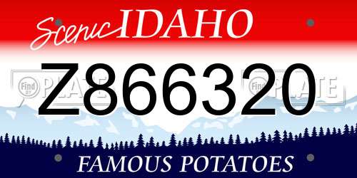 Z866320 Idaho License Plate