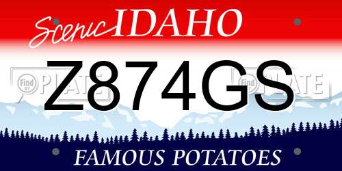 Z874GS Idaho License Plate