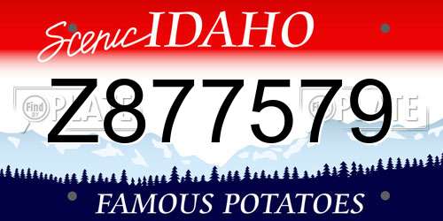 Z877579 Idaho License Plate