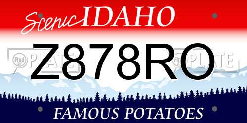 Z878RO Idaho License Plate