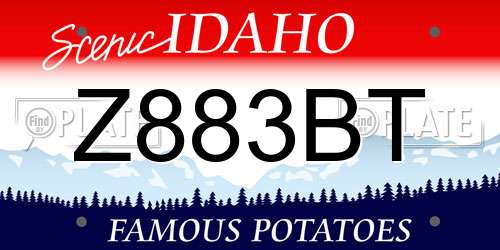 Z883BT Idaho License Plate