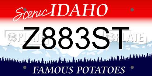 Z883ST Idaho License Plate