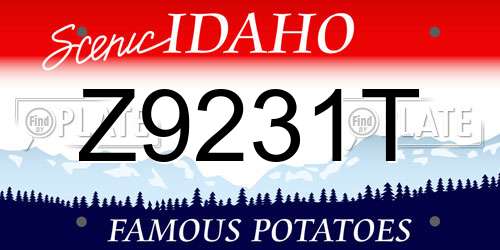 Z9231T Idaho License Plate