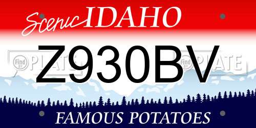 Z930BV Idaho License Plate