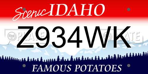 Z934WK Idaho License Plate