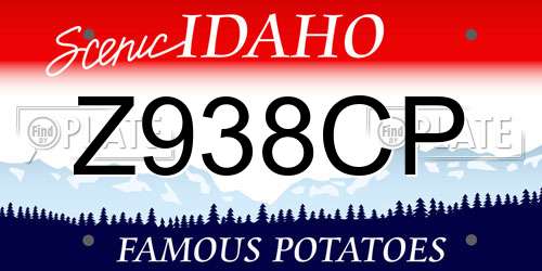 Z938CP Idaho License Plate