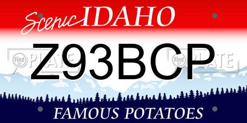 Z93BCP Idaho License Plate