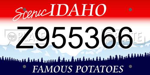 Z955366 Idaho License Plate