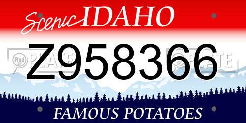 Z958366 Idaho License Plate