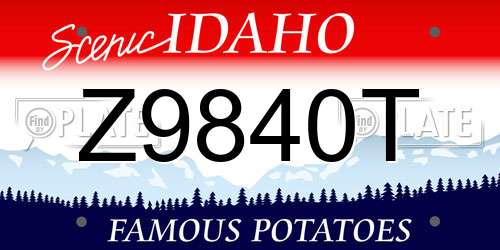 Z9840T Idaho License Plate