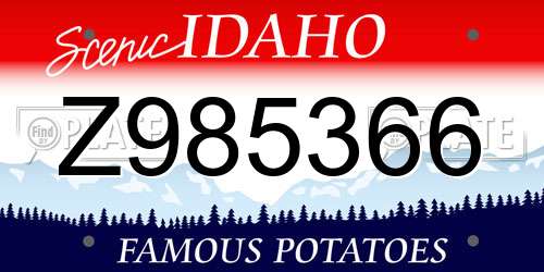 Z985366 Idaho License Plate