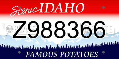 Z988366 Idaho License Plate