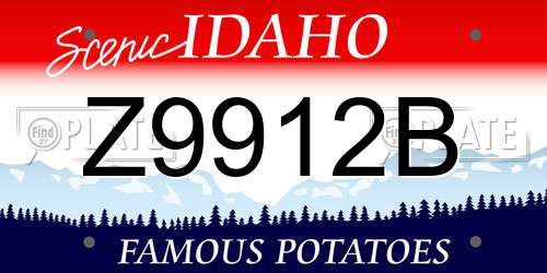 Z9912B Idaho License Plate