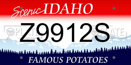 Z9912S Idaho License Plate