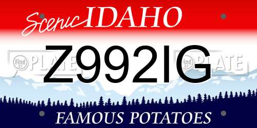 Z992IG Idaho License Plate