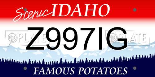 Z997IG Idaho License Plate