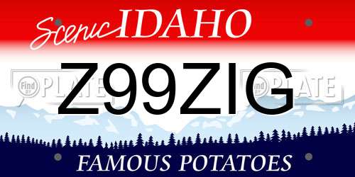 Z99ZIG Idaho License Plate