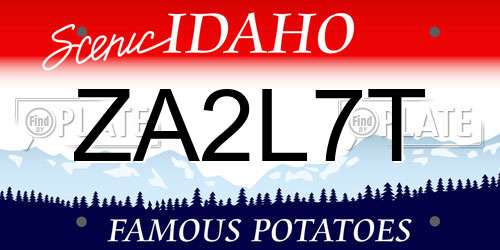 ZA2L7T Idaho License Plate