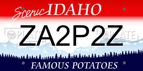 ZA2P2Z Idaho License Plate
