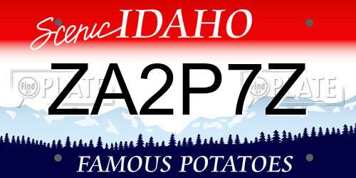 ZA2P7Z Idaho License Plate