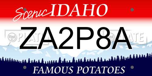 ZA2P8A Idaho License Plate
