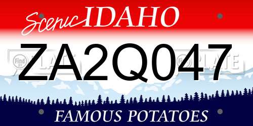 ZA2Q047 Idaho License Plate