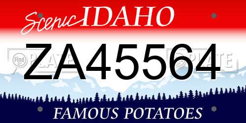 ZA45564 Idaho License Plate