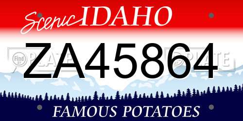 ZA45864 Idaho License Plate