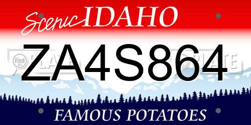 ZA4S864 Idaho License Plate