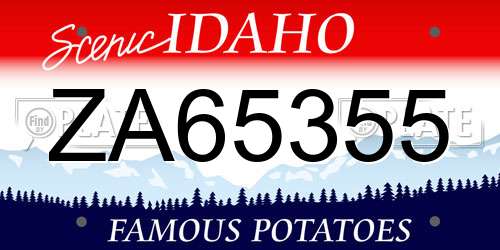 ZA65355 Idaho License Plate