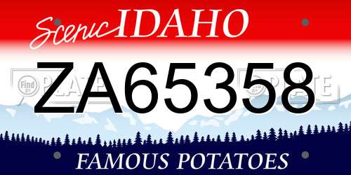 ZA65358 Idaho License Plate