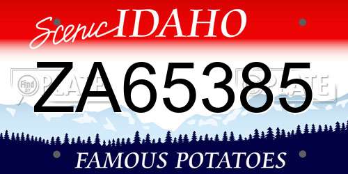 ZA65385 Idaho License Plate