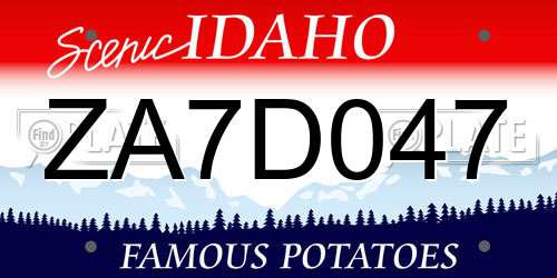 ZA7D047 Idaho License Plate