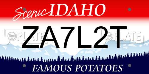 ZA7L2T Idaho License Plate