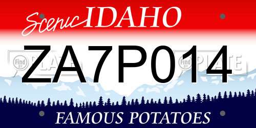ZA7P014 Idaho License Plate