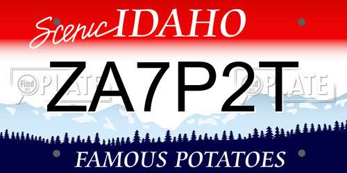 ZA7P2T Idaho License Plate