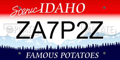 ZA7P2Z Idaho License Plate