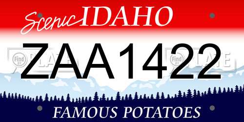 ZAA1422 Idaho License Plate