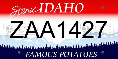 ZAA1427 Idaho License Plate