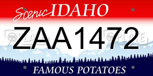 ZAA1472 Idaho License Plate