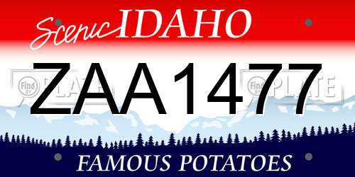 ZAA1477 Idaho License Plate