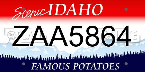 ZAA5864 Idaho License Plate