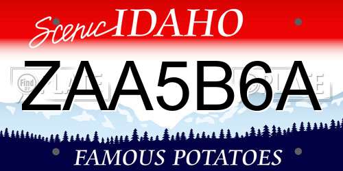 ZAA5B6A Idaho License Plate