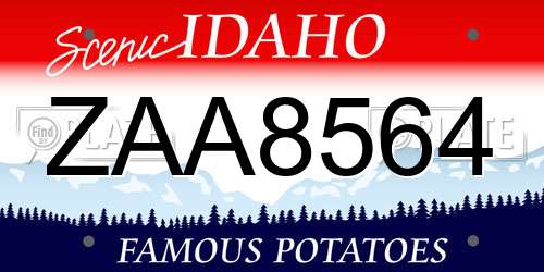 ZAA8564 Idaho License Plate