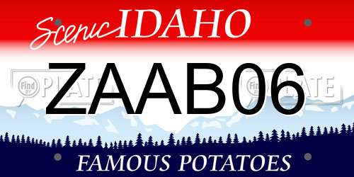 ZAAB06 Idaho License Plate