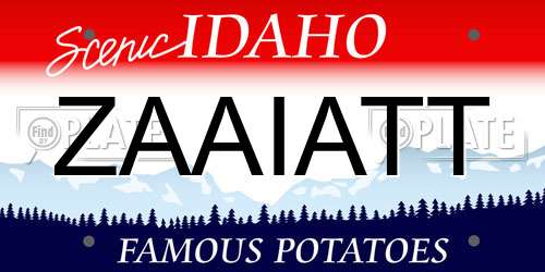 ZAAIATT Idaho License Plate