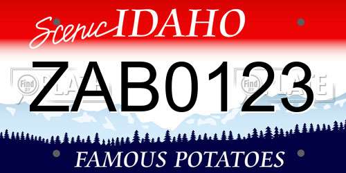 ZAB0123 Idaho License Plate