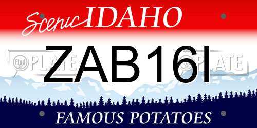 ZAB16I Idaho License Plate