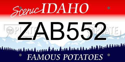 ZAB552 Idaho License Plate